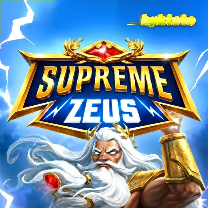 Tampilan visual slot Supreme Zeus dengan latar belakang mitologi Yunani yang modern.